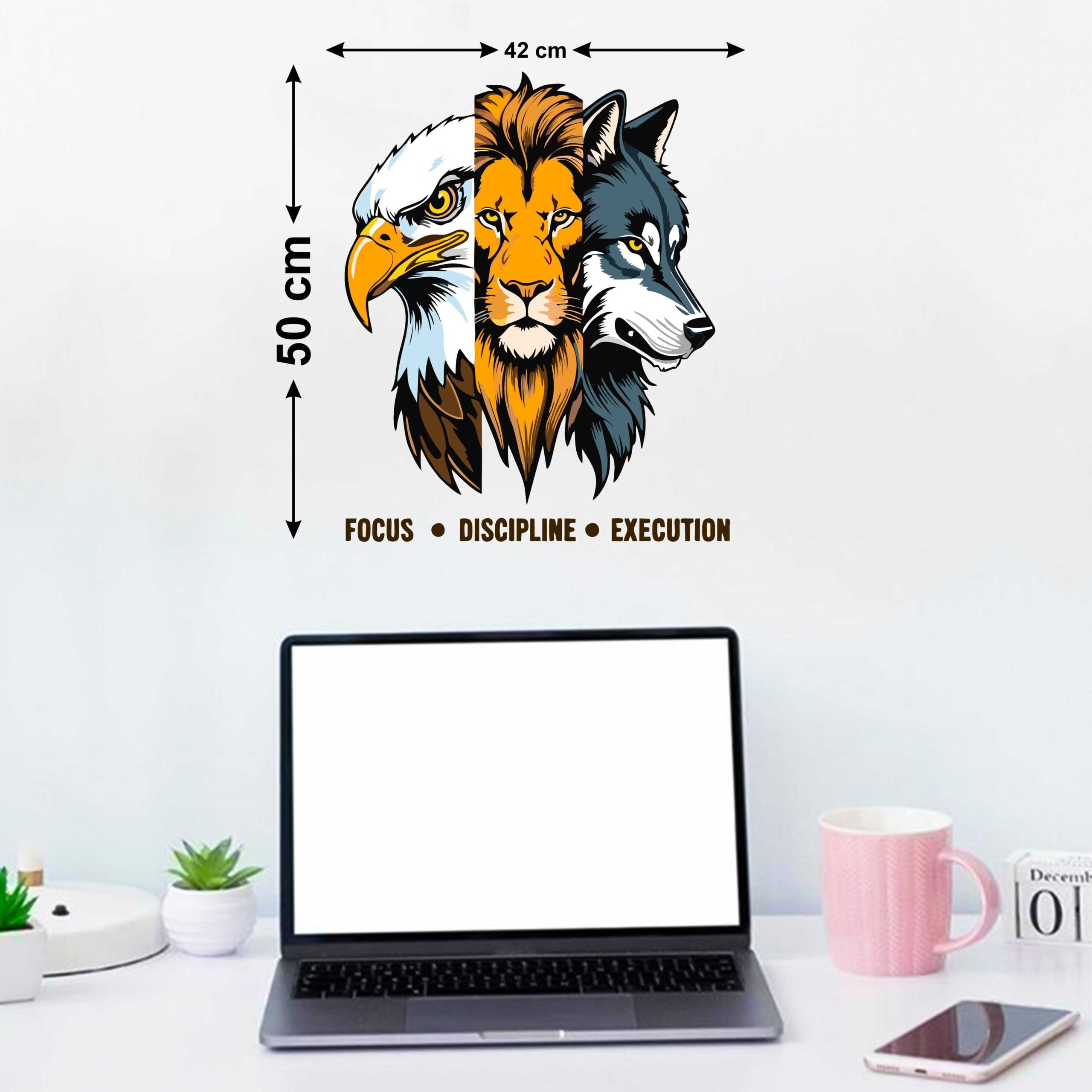 Motivational Wall Sticker | Eagle Lion Wolf Quote PVC Wall Decal 42x50 cm Waterproof PVC Vinyl | 42 x 50 cm - Image 2