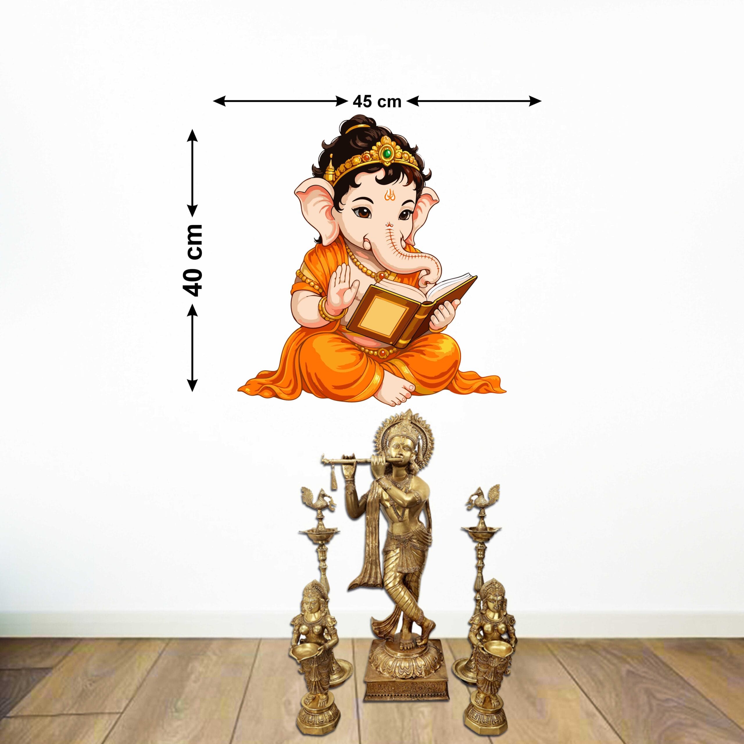 Baby Ganesha Wall Sticker | Spiritual PVC Vinyl Wall Decal | Waterproof Peel & Stick | 45 x 40 cm - Image 3