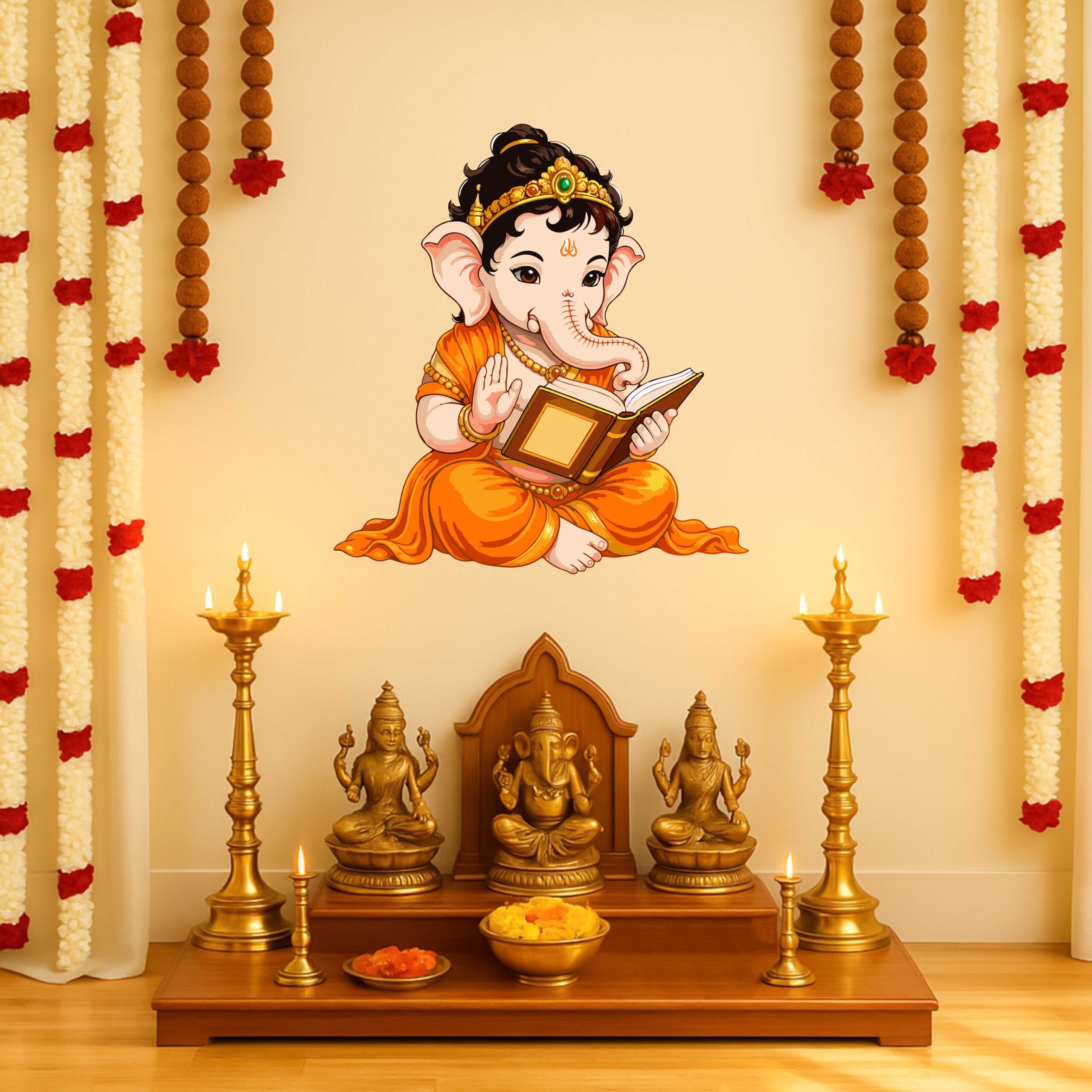 Baby Ganesha Wall Sticker | Spiritual PVC Vinyl Wall Decal | Waterproof Peel & Stick | 45 x 40 cm - Image 2