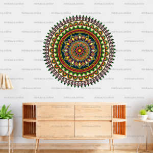 45cm x 45cm decorative mandala wall decal featuring colorful circular patterns and intricate floral details, ideal for living room, bedroom, office, yoga and meditation room decor.