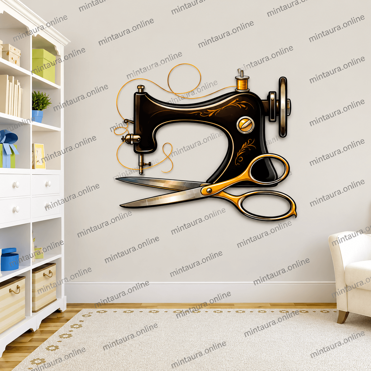 Sewing Machine Wall Sticker for Tailor Shop Decor - Image 3