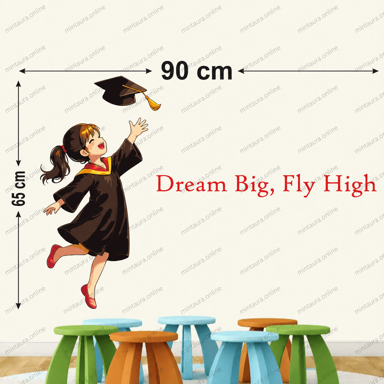 Dream Big Fly High Graduation Wall Sticker for Kids Room | Motivational Wall Decal - Image 2