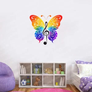 Colorful Music Butterfly Wall Sticker for Kids Room PVC Vinyl Decal