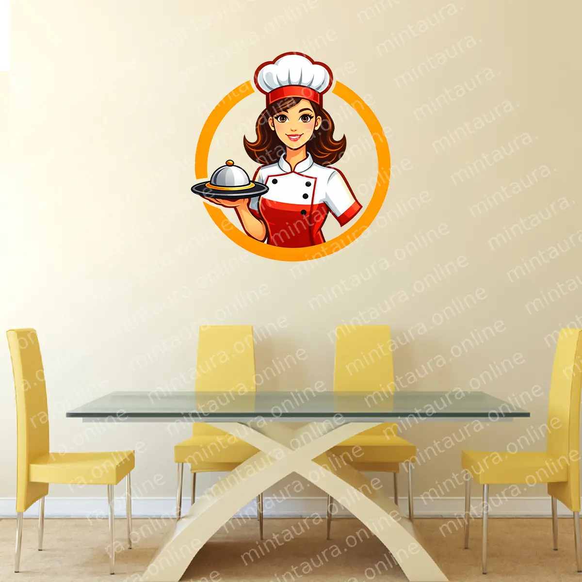 Chef Wall Sticker for Restaurant Kitchen Decor PVC Vinyl Decal